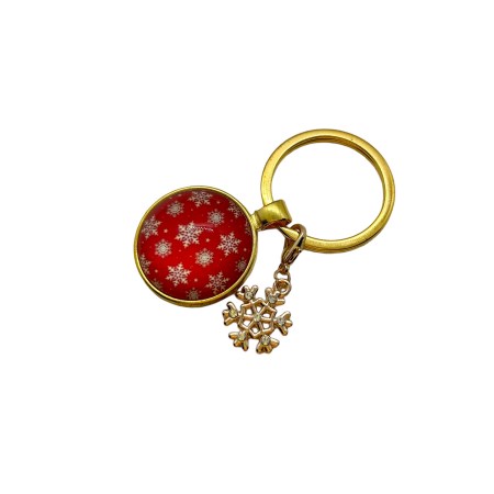 keychain goldplated snowflakespattern and metallic snowflakes